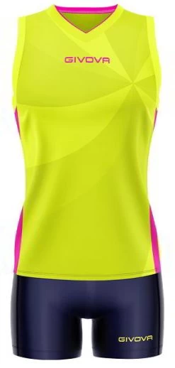 Givova Damen Volleyball Trikot-Set Elica Neongelb-pink-blau