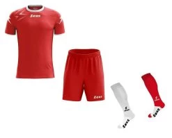 Zeus Fußball Trikot Komplett-Set Mida Rot-weiß