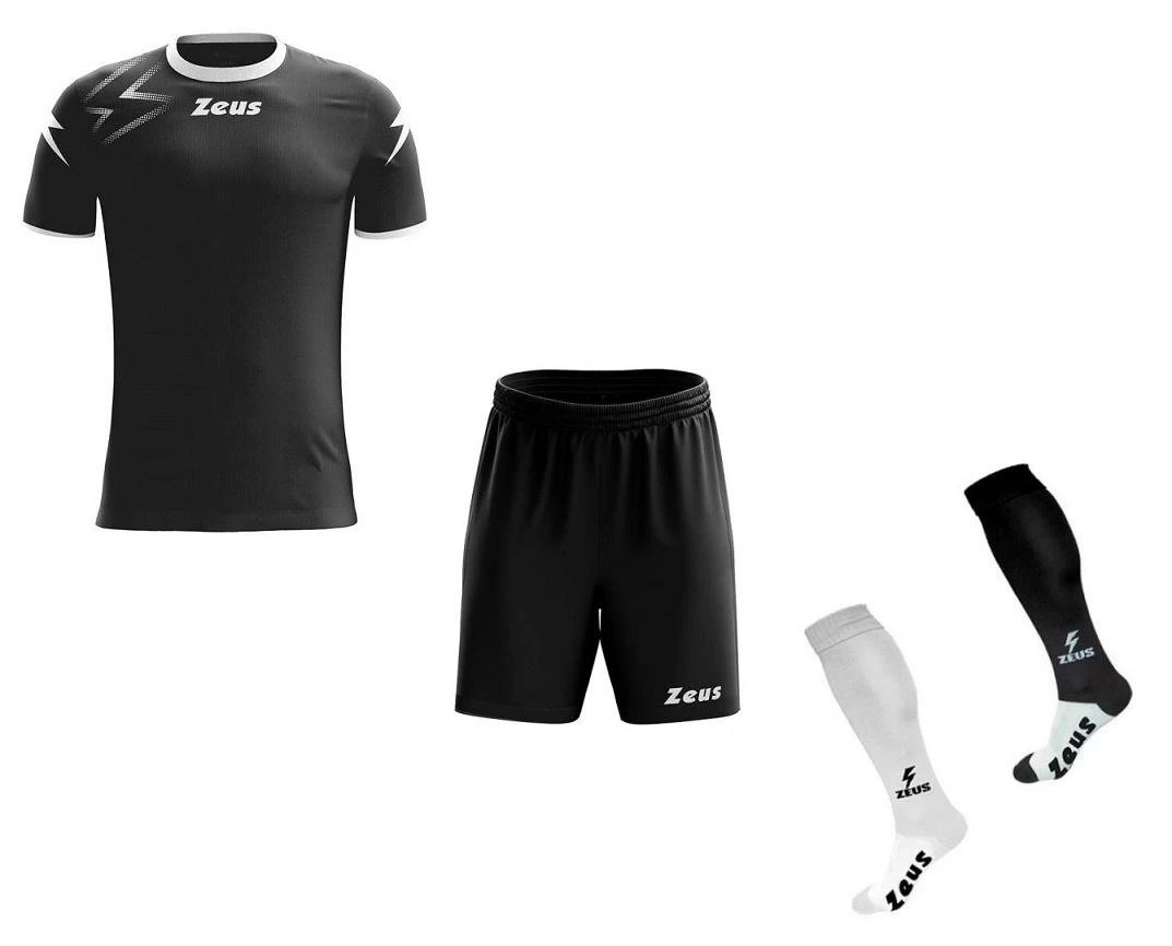 Zeus Fußball Trikot Komplett-Set Mida Schwarz-weiß 1 Zeus Fußball Trikot Komplett-Set Mida Schwarz-weiß