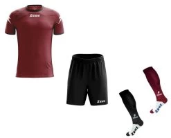 Zeus Fußball Trikot Komplett-Set Mida Weinrot-schwarz